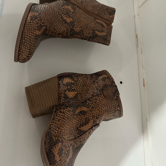 Brown Snake Print Ankle Boots - Picture 6 of 7